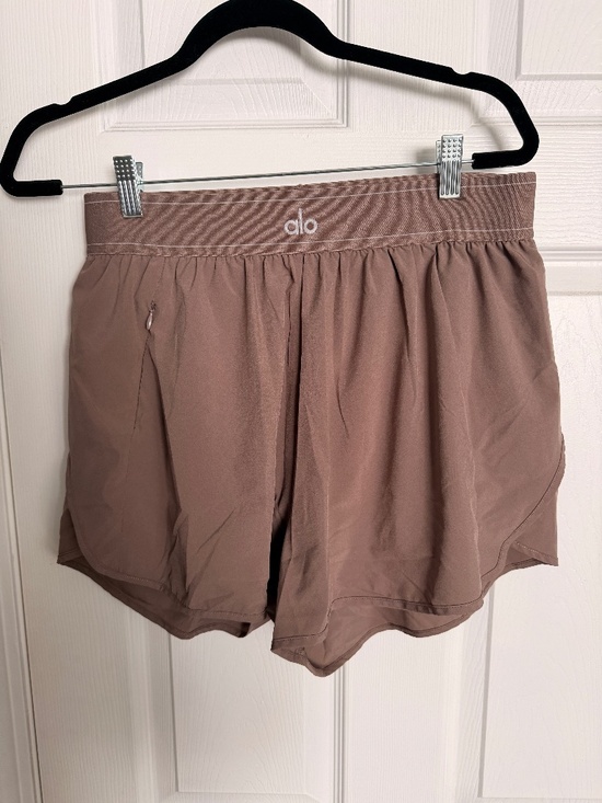 ALO Yoga Pants - Alo Yoga Large Taupe High Waist Running Shorts Athletic
